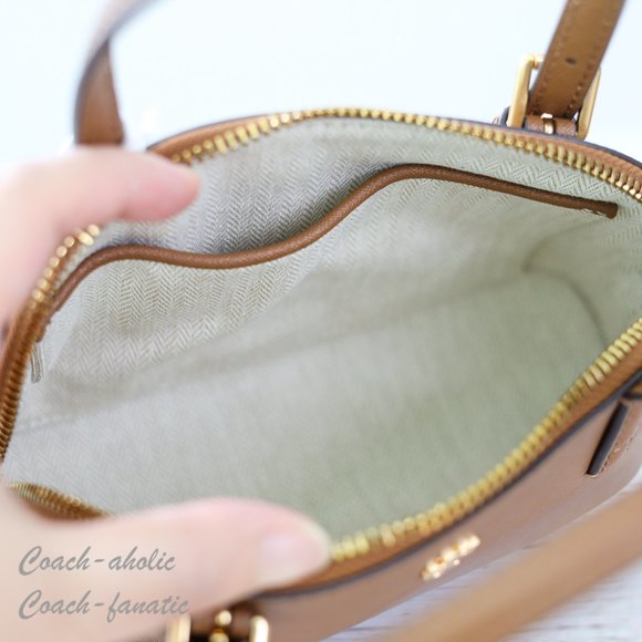 Tory Burch 149694 Emerson Dome Satchel Saffiano Leather Crossbody in Moose - Picture 11 of 11